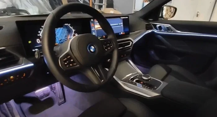 BMW car interior with blue ligthing