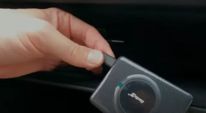 A series of lights will start to flash indicating that the device has been successfully connected to the Tesla's USB port