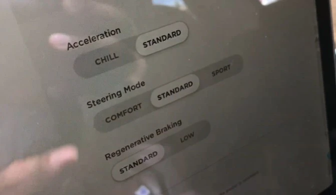 Display setting on tesla model 3