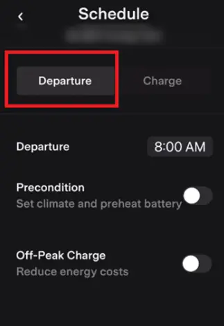 Under the schedule text above will display your current location, multiple scheduled departures can be set according to the different location in which the user is at.