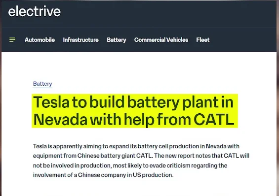 A document of Tesla's Nevada battery plant, showcasing its role in maintaining $7,500 tax credits despite new regulations