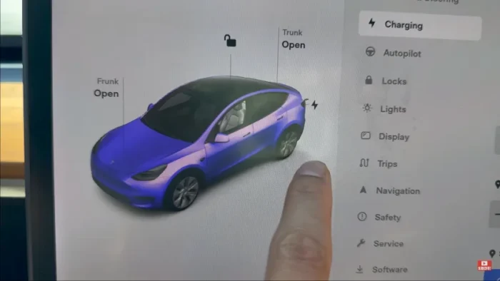 Use Tesla app to open the charging port